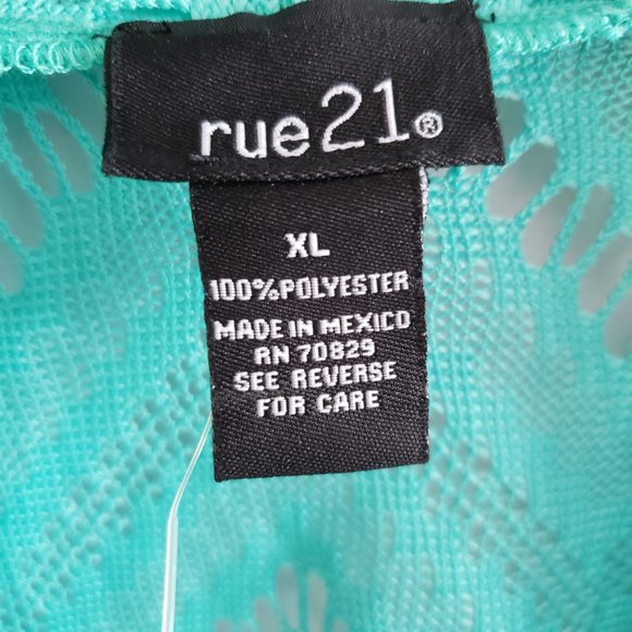 Rue21 Mint Green 3/4 sleeve sheer Lace Like Shrug top - Picture 2 of 2